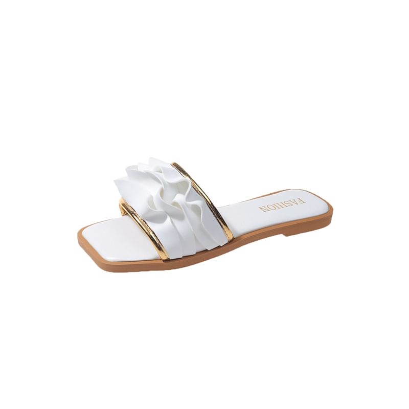 Square Slide Sandals Toe Ruffle