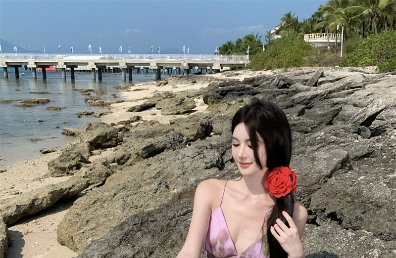 Robe longue à bretelles spaghetti et dos ouvert Tie Dye A