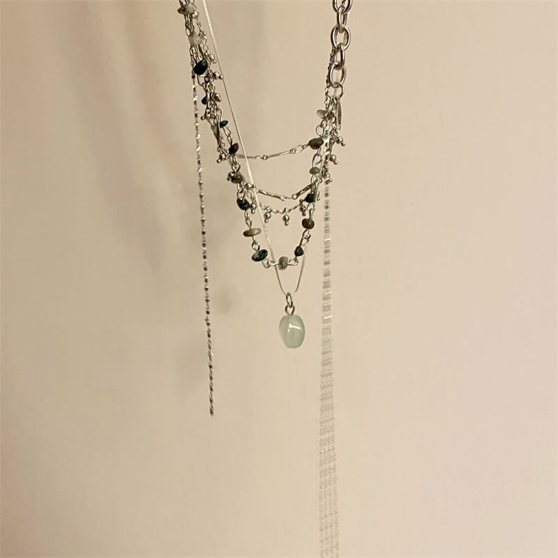 Turquoise Pendant Layered Alloy Choker