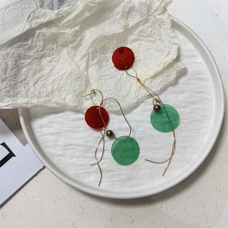 Disc Asymmetrical Alloy Dangle Earring