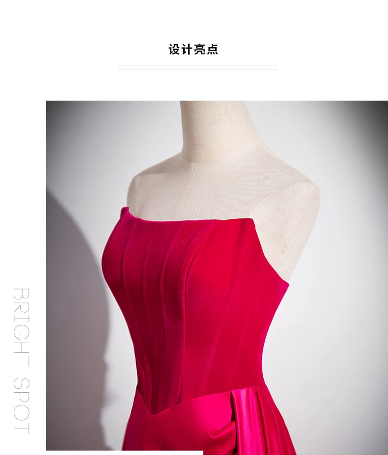 Gown Tube Ruched Evening Plain A-Line