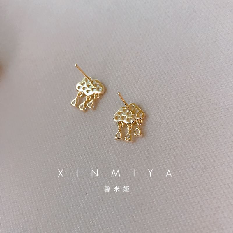 Boucle d'oreille pendante en strass avec nuage