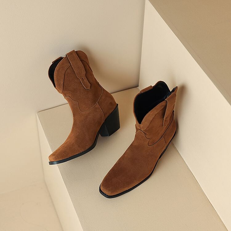 Chunky Heel Short Boots