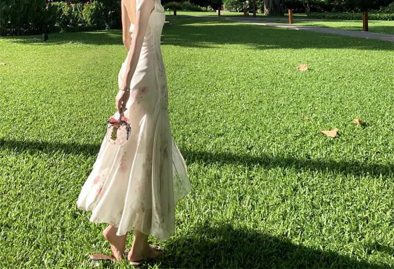 Spaghetti Strap Floral Maxi Mermaid Dress