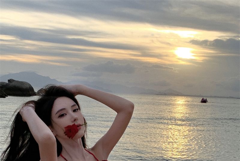 Halter Floral Ruffle Side-Slit Midi Sundress