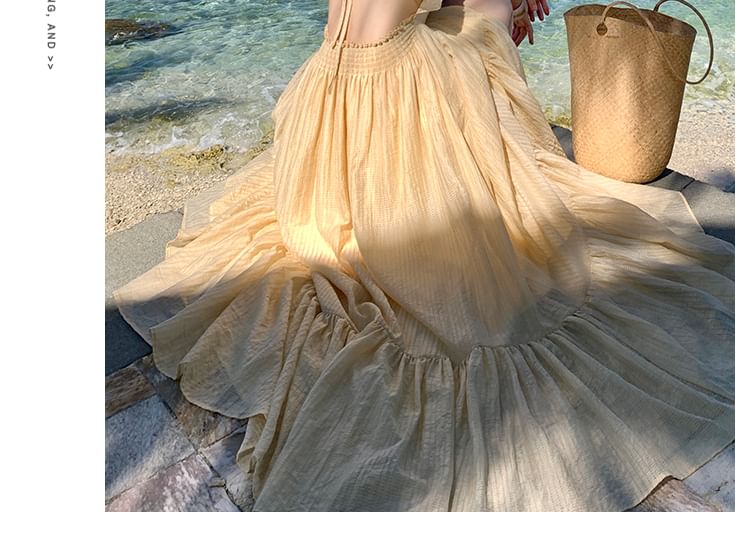 Spaghettiträger, schlicht, Rüschensaum A