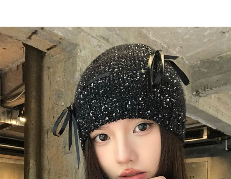 Sequin Beanie Bow
