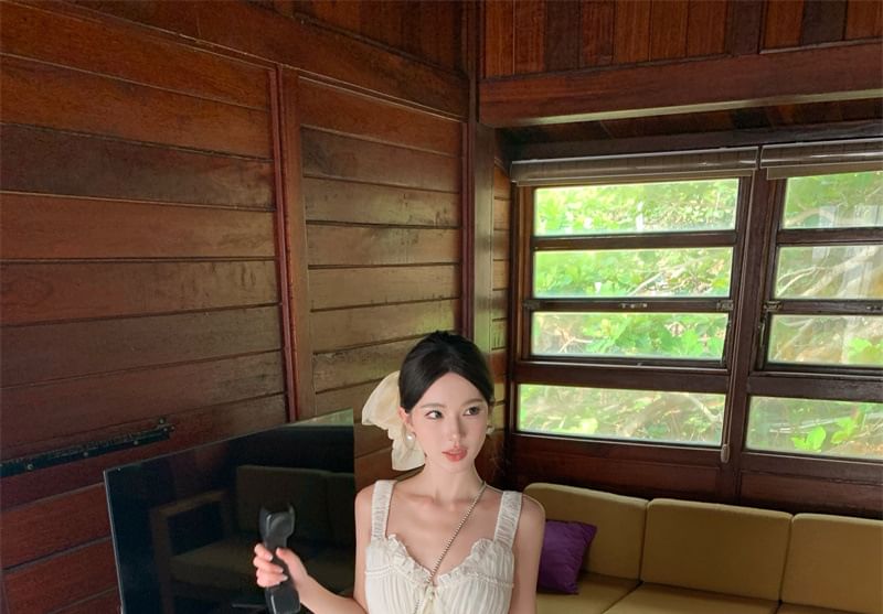 Sleeveless Plain Slit Button Maxi A-Line Dress