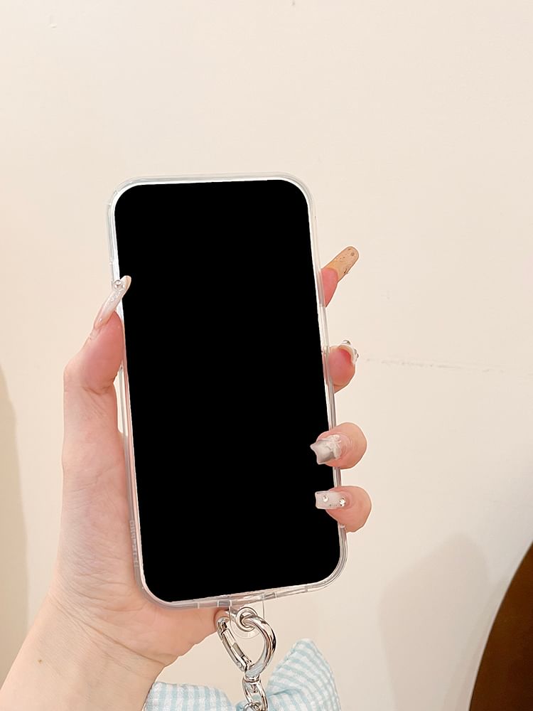 Plaid Phone Case / Bow Charm / Set