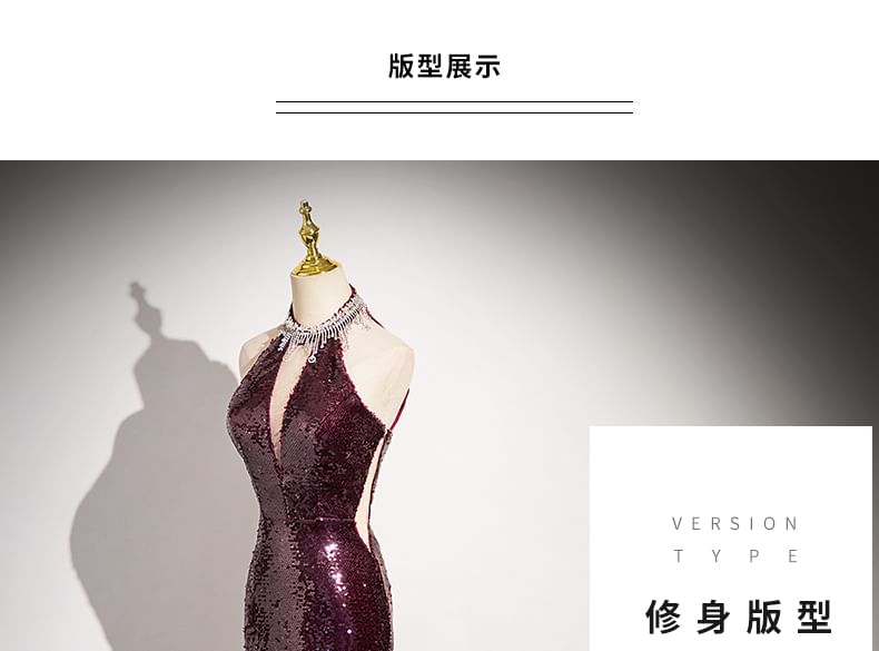 Sequin Sleeveless Gown Evening Sheath