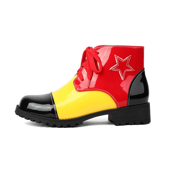 Star Applique Lace-Up Short Boots