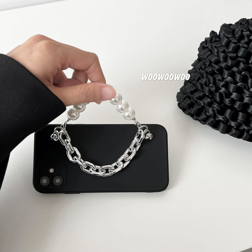 / Strap Case Pearl Phone Lanyard Faux Alloy
