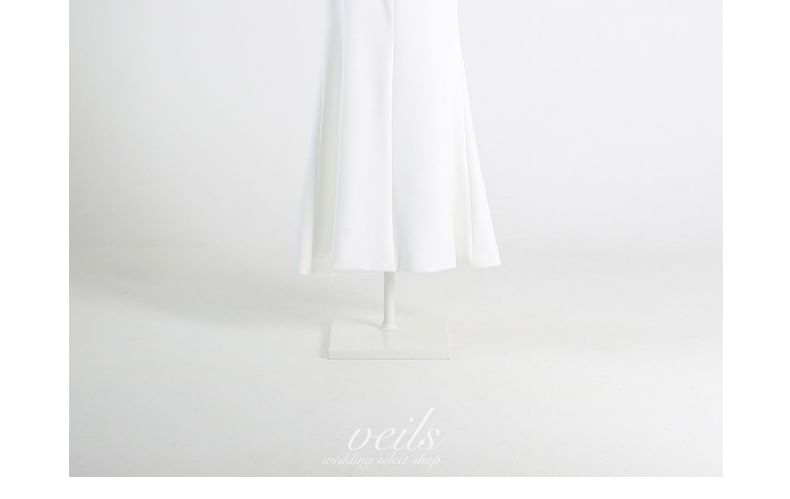 Elbow-Sleeve Off Shoulder Plain Mermaid Evening Gown