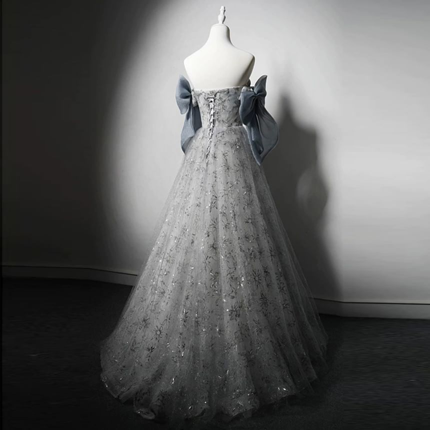 Strapless Floral A-Line Ball Gown