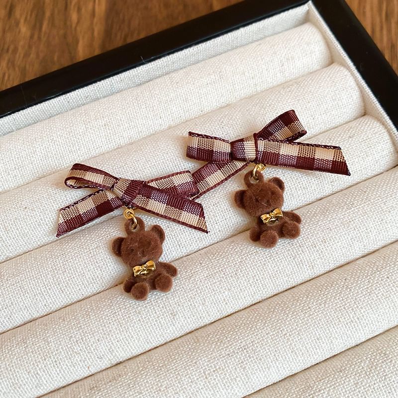/ Bear Drop Earring Stud Bow