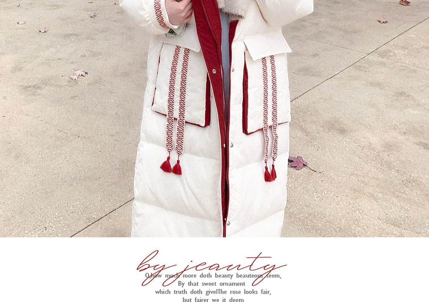 Turtleneck Faux Fur Padded Long Coat