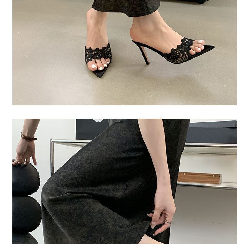 Stiletto Heel Pointy Slide Sandals