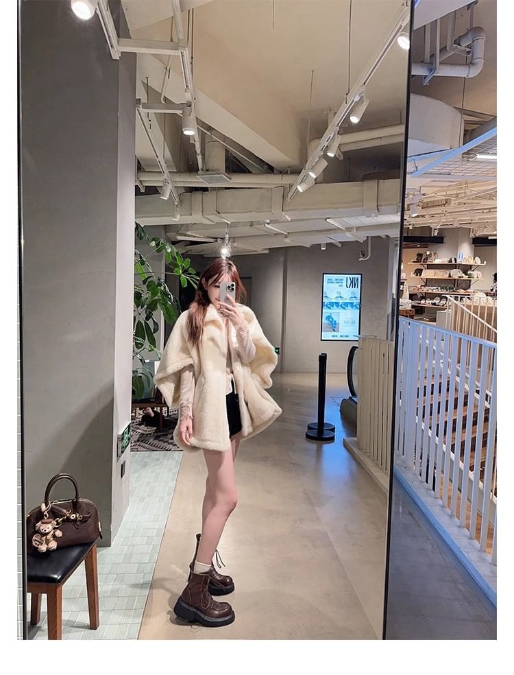 Platform Plain Lace-Up Faux Leather Short Boots