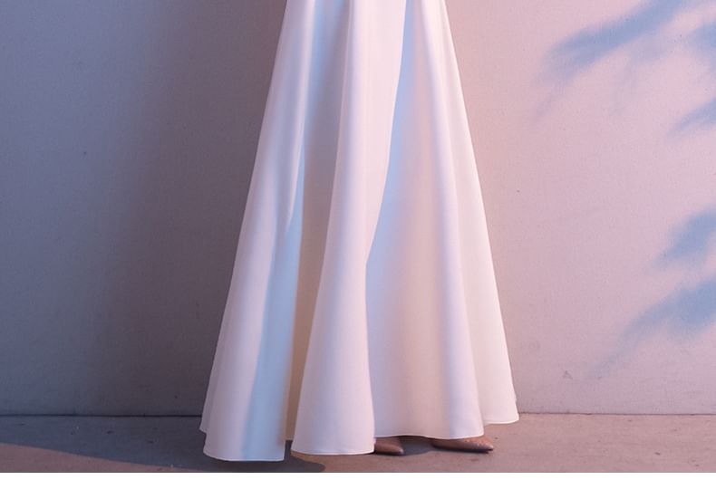 Gown Collar A-Line Stand Short-Sleeve Evening Lace