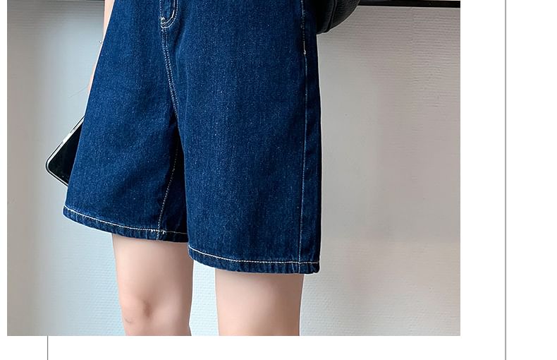 High Waist Plain Denim Shorts
