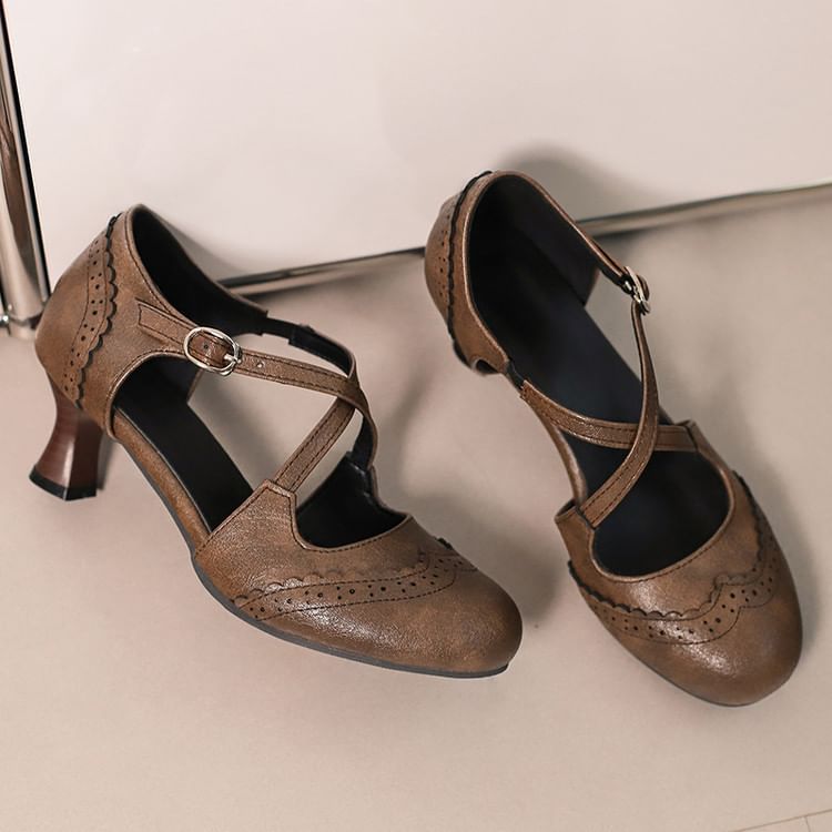 Low Heel Brogue D'Orsay Sandals