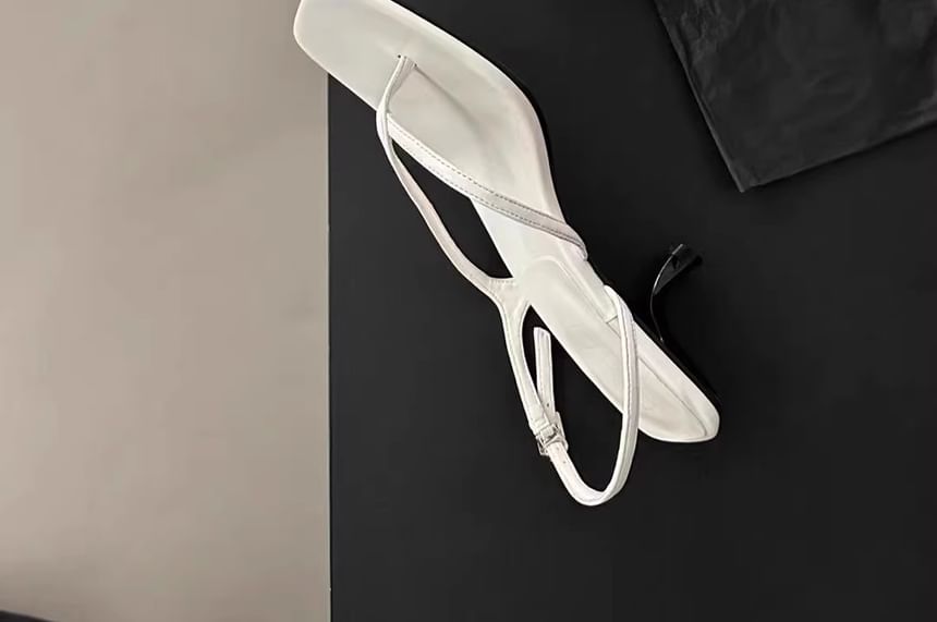 Toe Heel Kitten Plain Slingback Square Sandals Thong