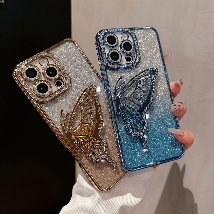 Stand Case Butterfly Phone Embellished