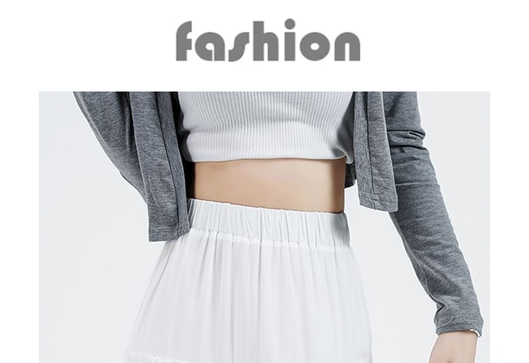 Elastic Waist Plain Tiered Maxi A-Line Skirt