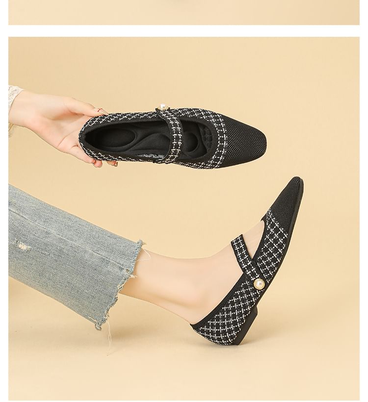 Patterned Knit Mary Jane Flats