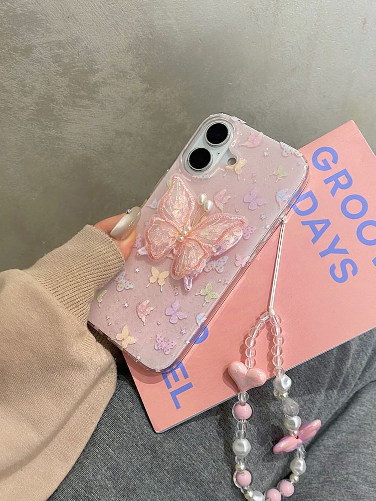 Butterfly Phone Case / Adhesive Decoration / Strap / Set