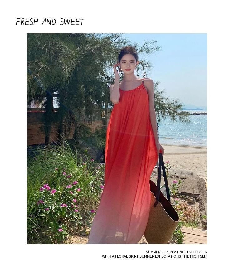 Ombre Maxi Sundress with Spaghetti Straps