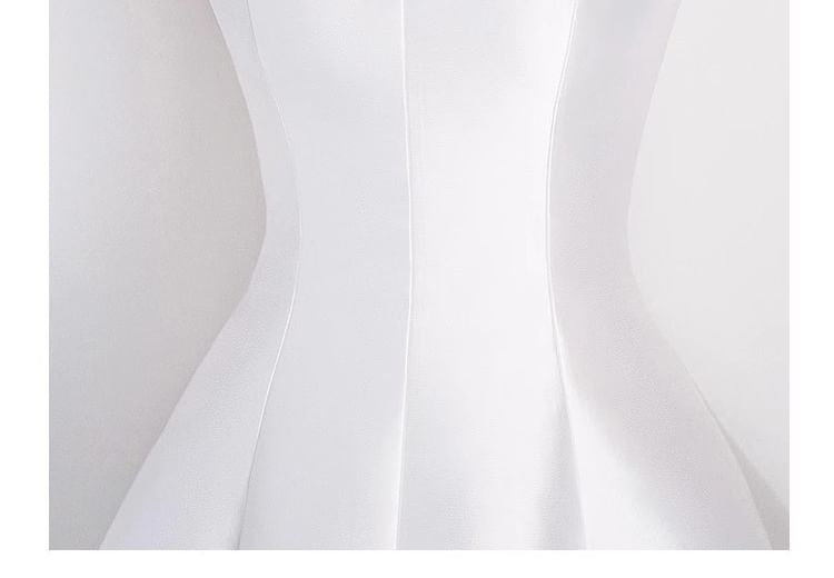 Sleeveless Floral Accent Plain Midi A-Line Wedding Dress