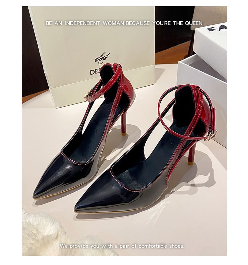 Stiletto Heel Gradient Ankle Strap D'Orsay Pumps