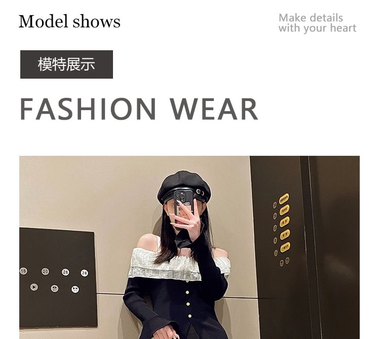 Two-Tone Knit Flat Mules