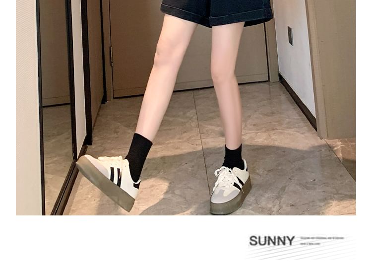 Elastic Waist Washed Denim Shorts