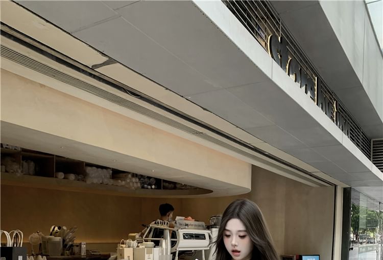 Long Sleeve V-Neck Plain Ruffle Bow Blouse