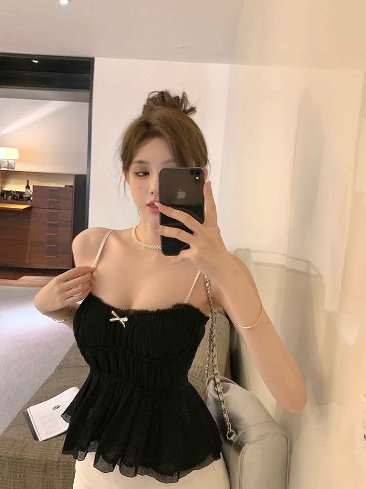 Lace Trim Bow Camisole Top