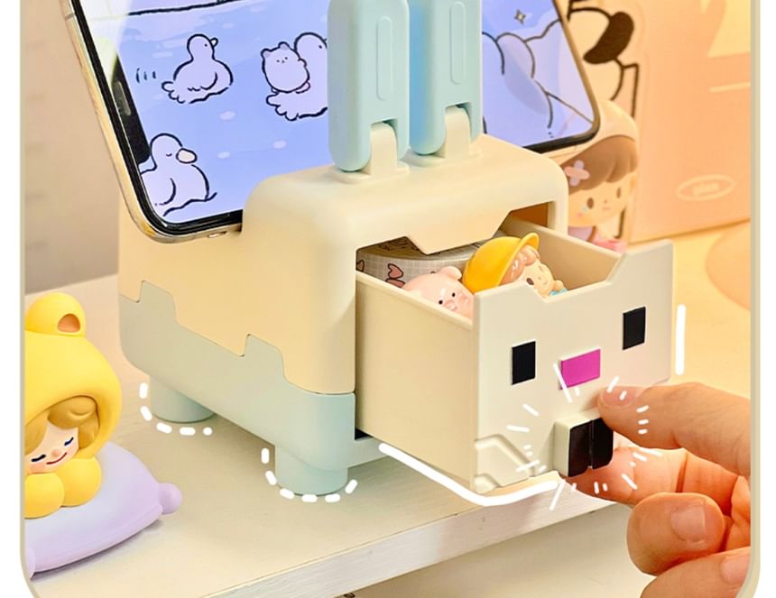 Rabbit Plastic Drawer Desk Organizer with Phone Stand