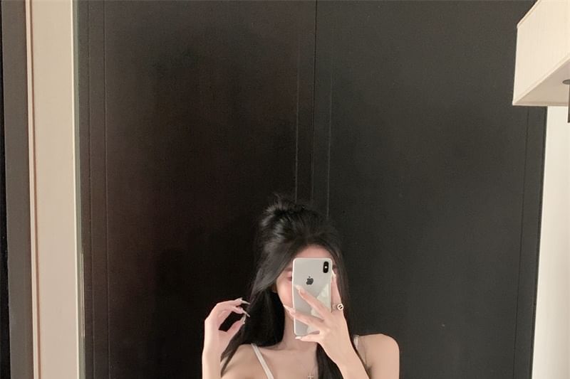 High Rise Plain Lace Panel Tiered Mini A-Line Skirt