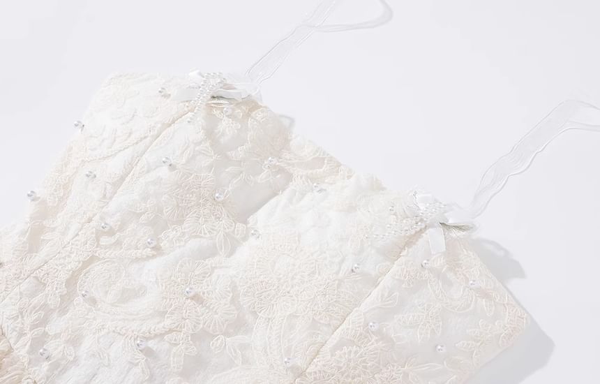 Plain Embroidered Beaded Bow Mini A-Line Tube Cocktail Dress