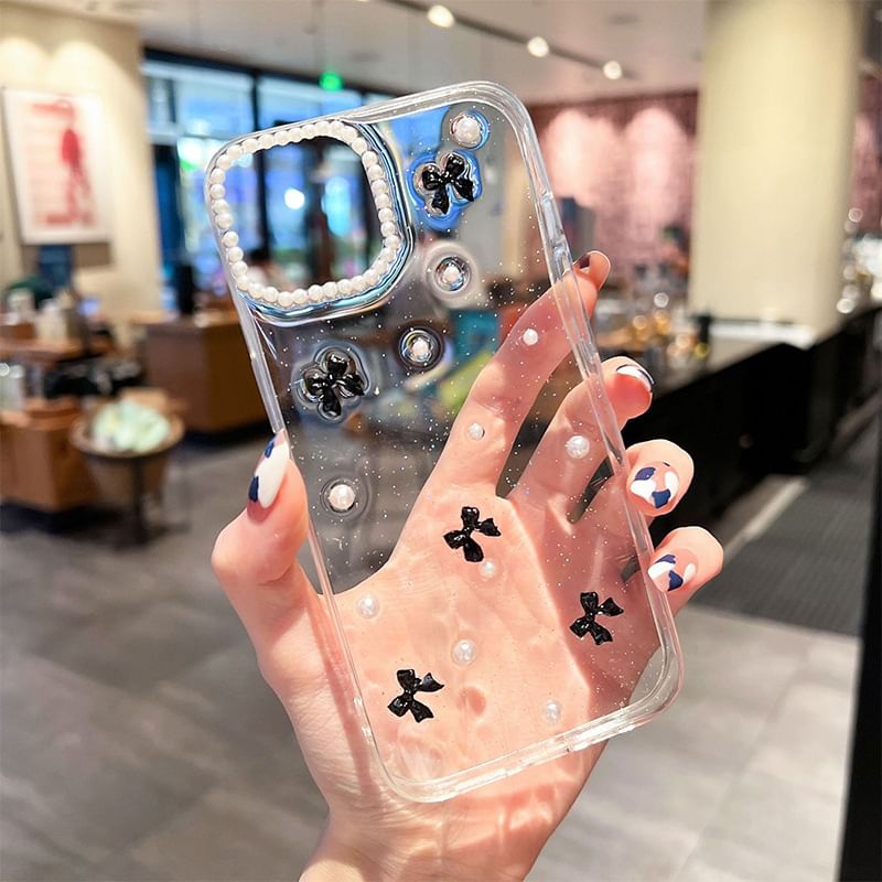 Faux Pearl Bow iPhone Case