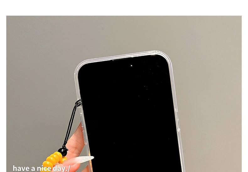 Pear Print Phone Case / Star Bead Phone Strap / Set