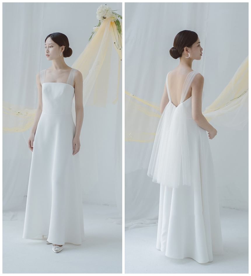 Mesh Strap A-Line Wedding Gown