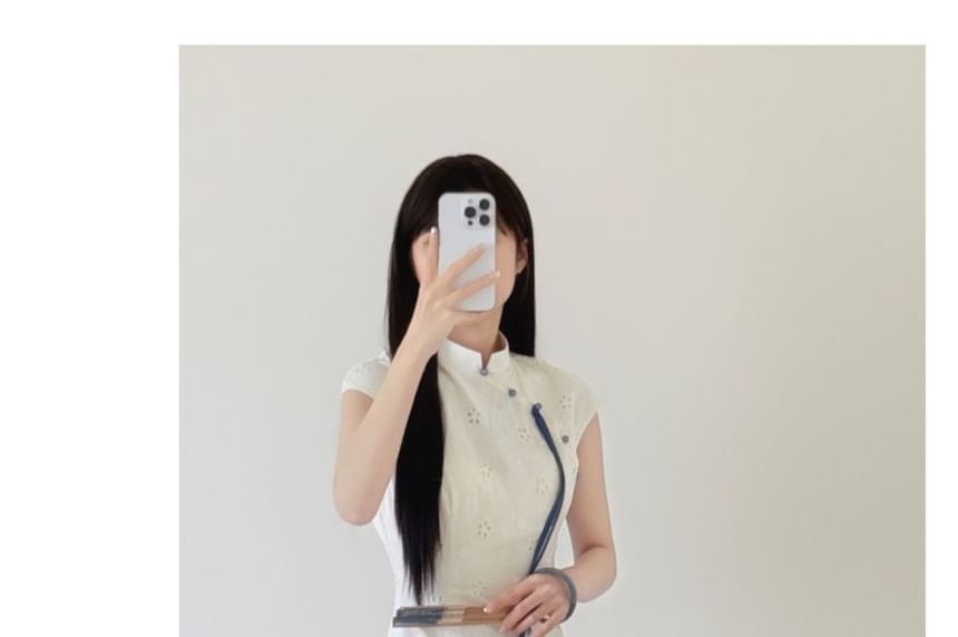 Short Sleeve Mandarin Collar Gradient Maxi Qipao
