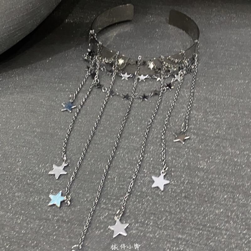 Chain Fringed Open Star Bangle