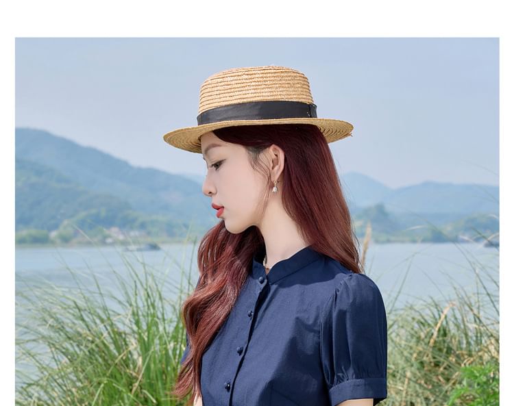 Puff-Sleeved Peplum Shirt & Wide-Leg High-Rise Pants Set