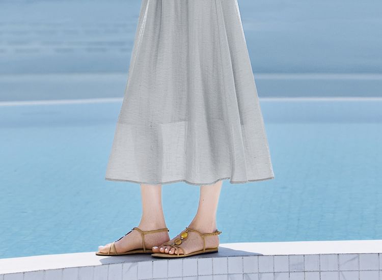 Round Neck Blouse & High-Rise Midi A-Line Skirt Set