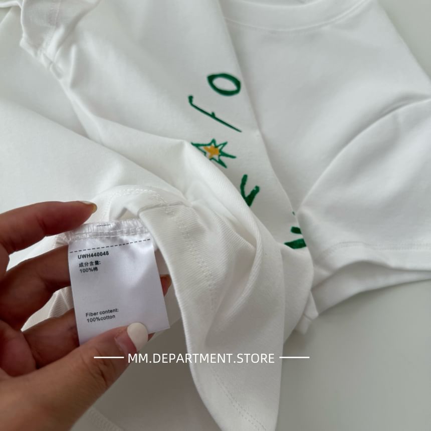 T-Shirt Lettering Short-Sleeve Crewneck Crop