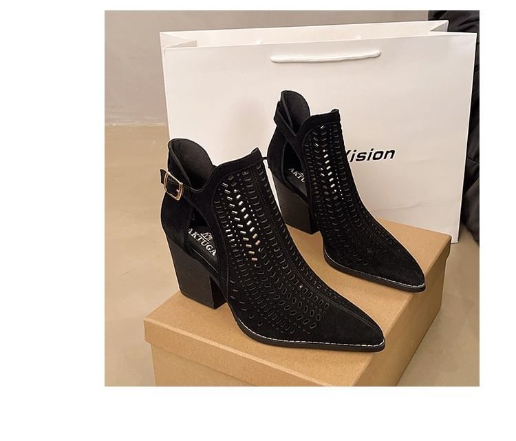 D'Orsay Short Boots Heel Block