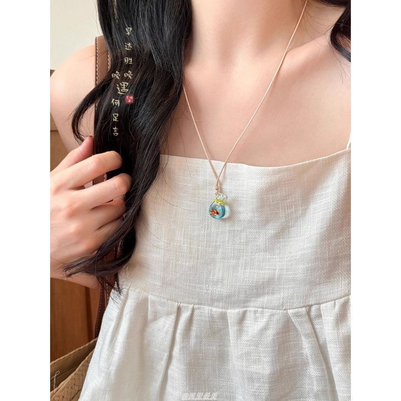 Goldfish Pendant Beaded Necklace